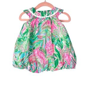 Lilly Pulitzer Pink and Green Floral Kids Dress